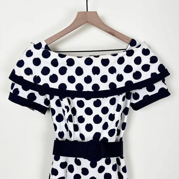 Rare Arnold Scaasi Vintage Polka Dot Midi Dress Pin-Up Cocktail Party 70's 80's - Picture 2 of 7